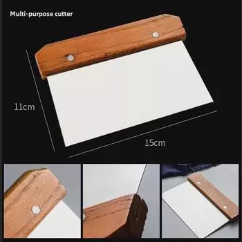 Скребок из нержавеющей стали с деревянной ручкой для муки, рисовой лапши и использования в качестве разделочной доски