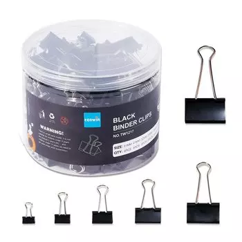 Скрепка для бумаги Двойная скрепка Разного размера 100 штук Bean Маленький Средний Большой Органайзер для документов Офисные принадлежности Офисные принадлежности Канцелярские товары (черный) чёрный