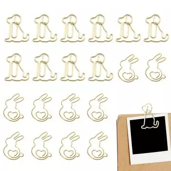 Скрепка для бумаги Gem Clip Bookmark [Набор из 20 шт.] Собака Кролик Милые канцелярские принадлежности Украшения для офиса Организация документов Школьные принадлежности Канцелярские принадлежности Золото