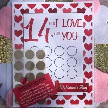 Скретч-карта ко Дню святого Валентина 14 вещей, которые я люблю в тебе, своими руками Скретч-карта для романтических пар, подарок на годовщину для него, ее мужа, жены
