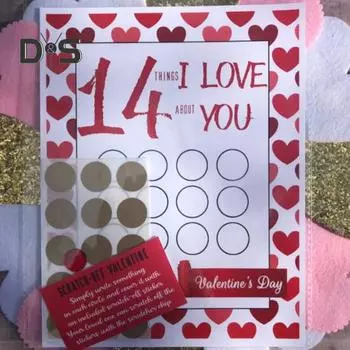 Скретч-карта ко Дню святого Валентина 14 вещей, которые я люблю в тебе, своими руками Скретч-карта для романтических пар, подарок на годовщину для него, ее мужа, жены A