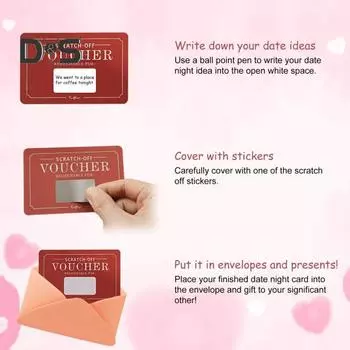 Скретч-карта на День святого Валентина 12/24 Романтические любовные записки Купоны для пар Идеи скретч-купонов на свидание своими руками для мужа, жены, парня, девушки 12pcs