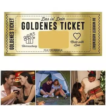 Скретч-карта с золотым билетом, глубокая печать, скретч-карта с сюрпризом, скретч-карта, поздравительная открытка золотистый