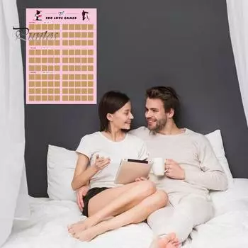 Скретч-постер ко Дню святого Валентина Романтическая игра для пар Ночь 100 любовных поз Скретч-карта для свидания в честь годовщины A