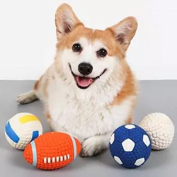 Скрежетание зубами Собаки и кошки Товары для животных Дрессировка Игрушки из латекса Прочные Издающие звук Устойчивые к жеванию Футбольные мячи для регби Устойчивые к укусам Писклявые Ручная работа Little Cow