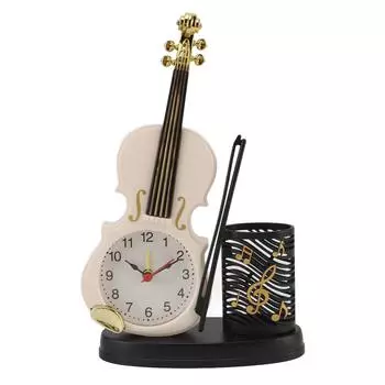 Скрипка Будильник Ретро Мода Точилка Для Карандашей Функция Настольный Будильник Скрипка Форма Новинка белый
