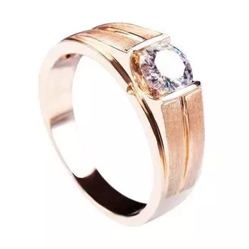 Скромное простое матовое кольцо с имитацией муассанита, мужское обручальное кольцо из розового золота и белого золота 1 карат Opening adjustable
