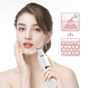 Скруббер для кожи, шпатель для кожи, очиститель для удаления черных точек с 4 режимами, водонепроницаемое зарядное устройство USB для глубокого очищения лица белый