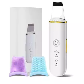 Скруббер для кожи, шпатель для лица, шпатель для кожи, очиститель пор, инструменты для удаления черных точек для глубокого очищения лица, 4 режима, белый