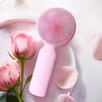 Скруббер для лица, двухсторонний массаж головы, легкая прочная ручная силиконовая щетка для чистки, косметические принадлежности розовый