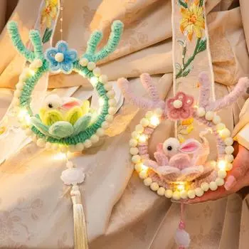 Скрученный палочный материал для фестиваля середины осени DIY Кролик Фонарь Светящийся Подарочный Светильник Мультяшное Украшение Милые DIY Товары для вечеринки Other