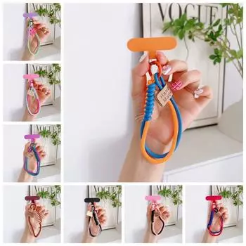 Скрученный шнурок для телефона, плетеный из цветной веревки, ремешок для мобильного телефона серый/коричневый