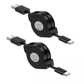 Скручивающийся кабель для зарядки, быстрая зарядка, кабель USB-A - USB-C, совместимый с QC3.0, 2,4 А, тип C, iPhone 15 Pro Max/Galaxy, iPad Pro/Air, MacBook, разные