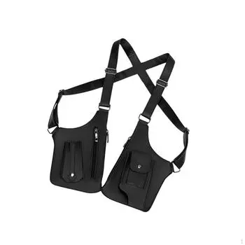 Скрыть подмышечную сумку через плечо Двойной карман Anti Thief Практичный современный PU кожа чёрный