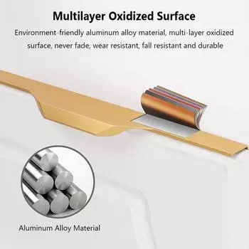 Скрытая дверная ручка из алюминиевого сплава, кухонная дверная ручка, современный шкаф, ручки для ящиков шкафа, мебельная фурнитура, домашний декор