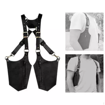 Скрытая сумка через плечо под мышками и женская стильная двойная сумка чёрный