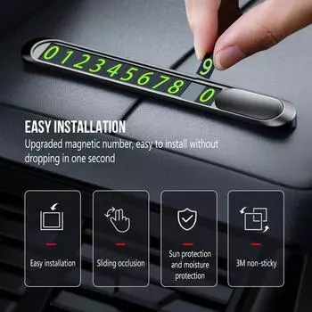 Скрытый автомобильный стиль, временная парковочная карточка, номер телефона, металлический сплав, текстура, автомобильный номер телефона, карта, наклейка на автомобиль чёрный