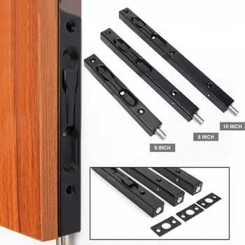 Скрытый дверной болт из нержавеющей стали, защитная дверная защелка, 6/8/10-дюймовый замок для раздвижной двери, пылезащитная фурнитура для ванной комнаты чёрный