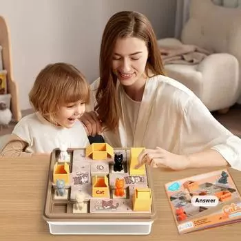 Скрытый лабиринт Скрытая доска для расчистки кота Кошачья экспресс-коробка Настольная игра Тренировка логического мышления коричневый