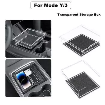Скрытый органайзер Экологически чистые материалы для Tesla Model 3 Y Акриловый прозрачный центральный ящик для хранения управления