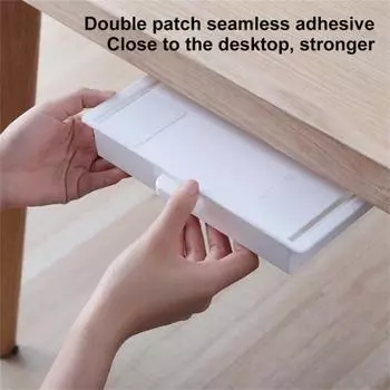 Скрытый под ящиком стола самоклеящийся пластиковый ящик для хранения ювелирных изделий для макияжа для кухни серый