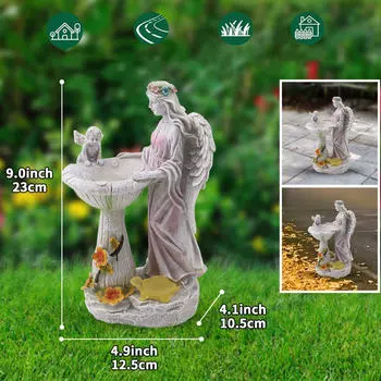 Скульптура ангела, статуэтка ангела, с солнечным светом, орнаментальная статуя для декоративного крыльца