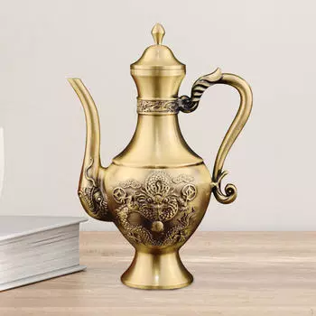 Скульптура чайника для воды, украшение из латуни, подарок на день рождения, декоративный чайник по фен-шуй, статуэтка чайника для