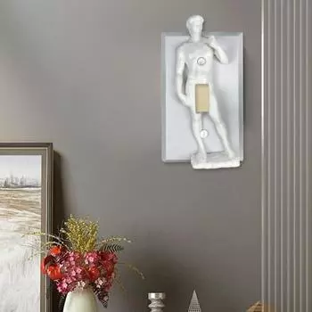 Скульптура человека настенная розетка 3D боди-арт одиночный тумблер выключатель света пластина чёрный