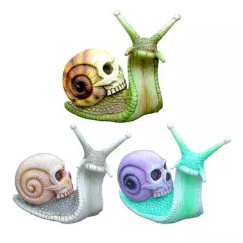 Скульптура черепа улитки на Хэллоуин, миниатюрная фигурка улитки, фигурка улитки, поделки для Хэллоуина, сада, украшения для дома и вечеринки жёлтый