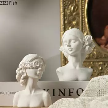 Скульптура девушки из розы, мини-фигурка из смолы, скульптура для гостиной, телевизора, шкафа, украшения, искусство, современные аксессуары для украшения дома