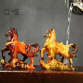 Скульптура для чайного питомца из смолы, меняющая цвет, украшение в виде лошади, высокая температура, денежный символ, основа для домашнего декора для чайной церемонии, демонстрация богатства золотистый