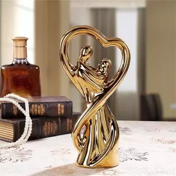 Скульптура для пар, успокаивающая долговечная красивая фигурка ручной работы в современном стиле для гостиной золотистый