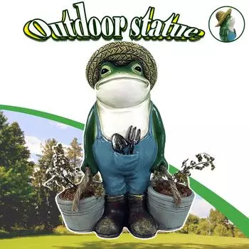 Скульптура для улицы, забавная фигурка лягушек, садовая статуя, украшение для цветочного горшка One Size
