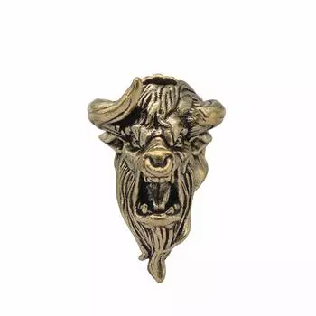 Скульптура головы быка Латунные бусины для ножа EDC DIY Паракордовые плетеные браслеты Подвески-шнурки Аксессуары Инструмент для улицы Подвески-шармы