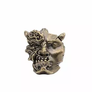 Скульптура головы с половиной черепа, латунные бусины для ножа, EDC, для улицы, DIY, плетеные браслеты из паракорда, подвески-шармы, аксессуары для шнурка