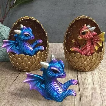 Скульптура из лавового дракона, светодиодная лампа для смены освещения, настольная лампа, декор для поделок, имитация динозавра, хрустальная игрушка, сувенир, детская коллекция, подарок синий