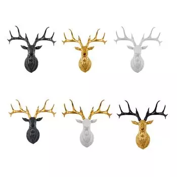 Скульптура из смолы «Голова оленя», настенная скульптура «Голова оленя», статуя головы животного, настенное настенное искусство «Голова животного» для бара, фермерского дома белый