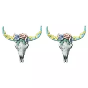 Скульптура из смолы в виде черепа коровы длиннорогого рога для гостиной бара отеля (Розы)