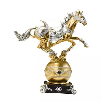 Скульптура - Элегантное произведение искусства с изображением лошадей для домашнего декора золотистый