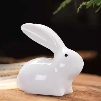 Скульптура кролика, украшения для рабочего стола, керамическая фигурка пасхального кролика, украшение для дома белый