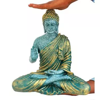 Скульптура медитирующего Будды из смолы | Домашний декор | Статуэтка идола Мурти | Тибетская буддийская статуя - высота 14,5 дюймов