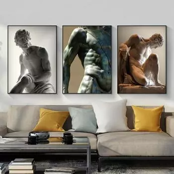 Скульптура мышц, холст, живопись, черно-белые мужские и женские постеры и принты, настенные художественные картины для гостиной, Настенный декор, Cuadro 21x30 No Frame