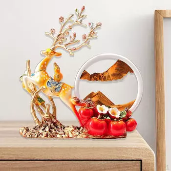 Скульптура оленя, движущийся песок, художественная картина, декоративная фигурка, современная статуя животного, украшение для рабочего стола для