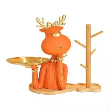 Скульптура оленя с полкой, фигурка животного, поделка, подарок на день рождения, статуэтка из смолы, держатель ключей для синий