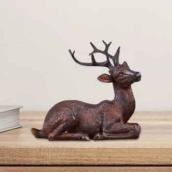 Скульптура оленя, статуэтка из смолы лося, настольная сувенирная продукция для гостиной, подарки для домашнего декора коричневый