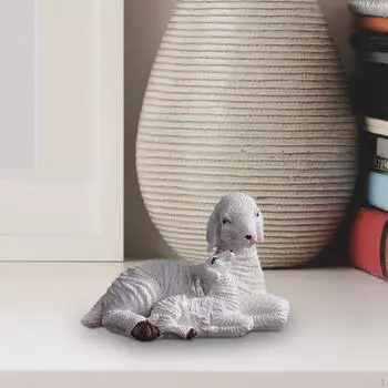 Скульптура овцы Миниатюрная садовая статуэтка Украшения Аксессуары Двор Газон Снаружи Милое украшение