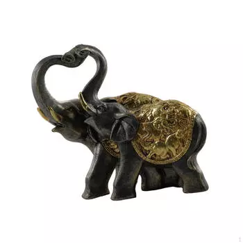 Скульптура парного слона в подарок и как настольный акцент золотистый