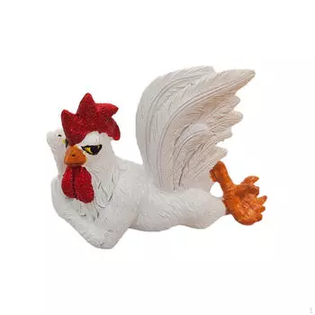 Скульптура петуха из смолы, забавная статуя, лежащая сбоку, забавный декор в виде курицы, петух