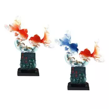 Скульптура рыбы фэн-шуй из смолы, коллекция подарков, креативная статуэтка рыбы удачи для шкафа, настольной двери, магазина, декора