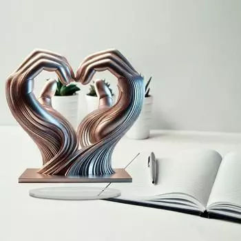 Скульптура «Сердце и руки» Деревянные скульптуры «Сердце и руки» Жест любви Статуэтка из смолы Декоративное украшение на день Святого Валентина